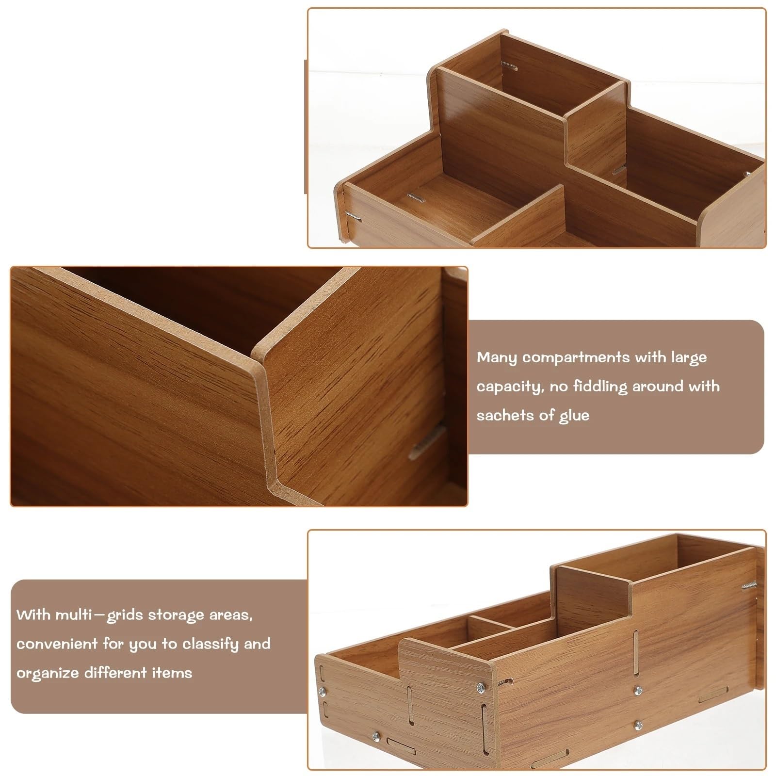 Stifthalter für den Schreibtisch, Schreibtisch-Stifthalter aus Holz, Organizer, Schreibwarenbox, Hellbraun, 24,5 x 15 18 cm