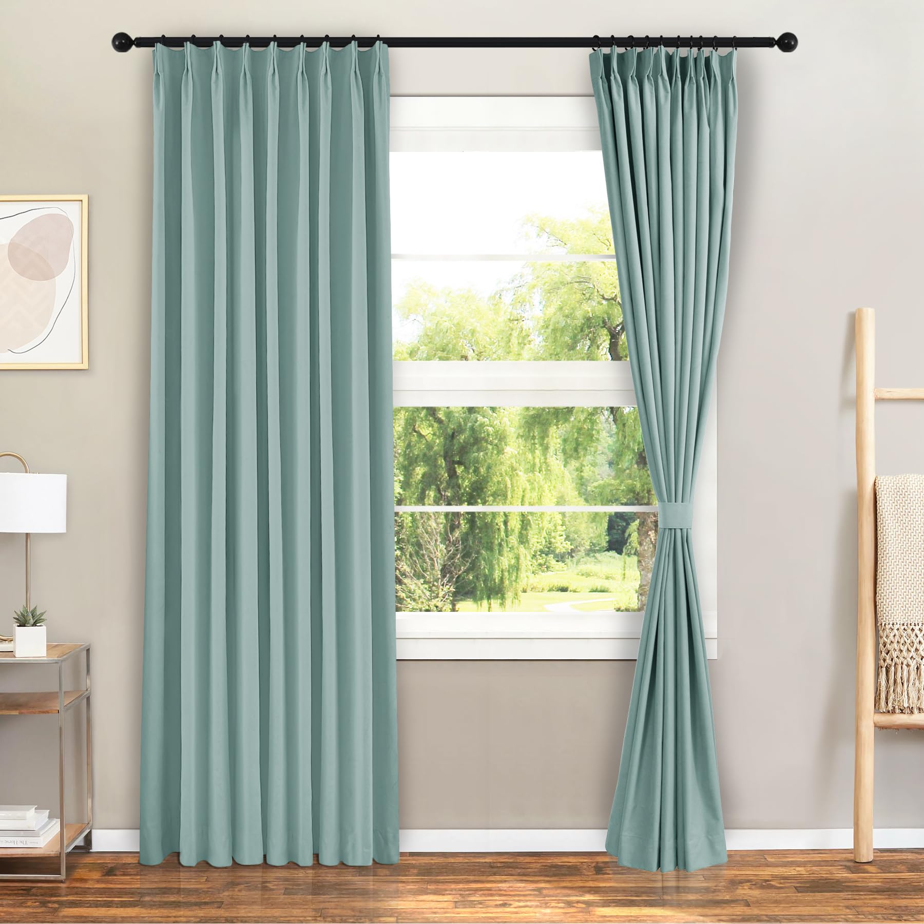 Luxury Velvet Drapes Full Light Blocking Curtains for Bedroom Living Room Pinch Pleated Curtains Thermal Insulted Heavy-Duty Decorative Drapey Window Treatments, 1 Panel, 50" Wx63 L, Sky Blue