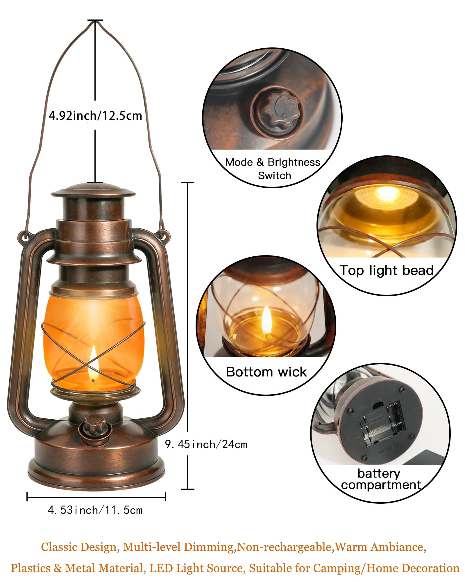 Amazon.com: 2 Pack Battery Operated Vintage Hanging Lanterns, IP65