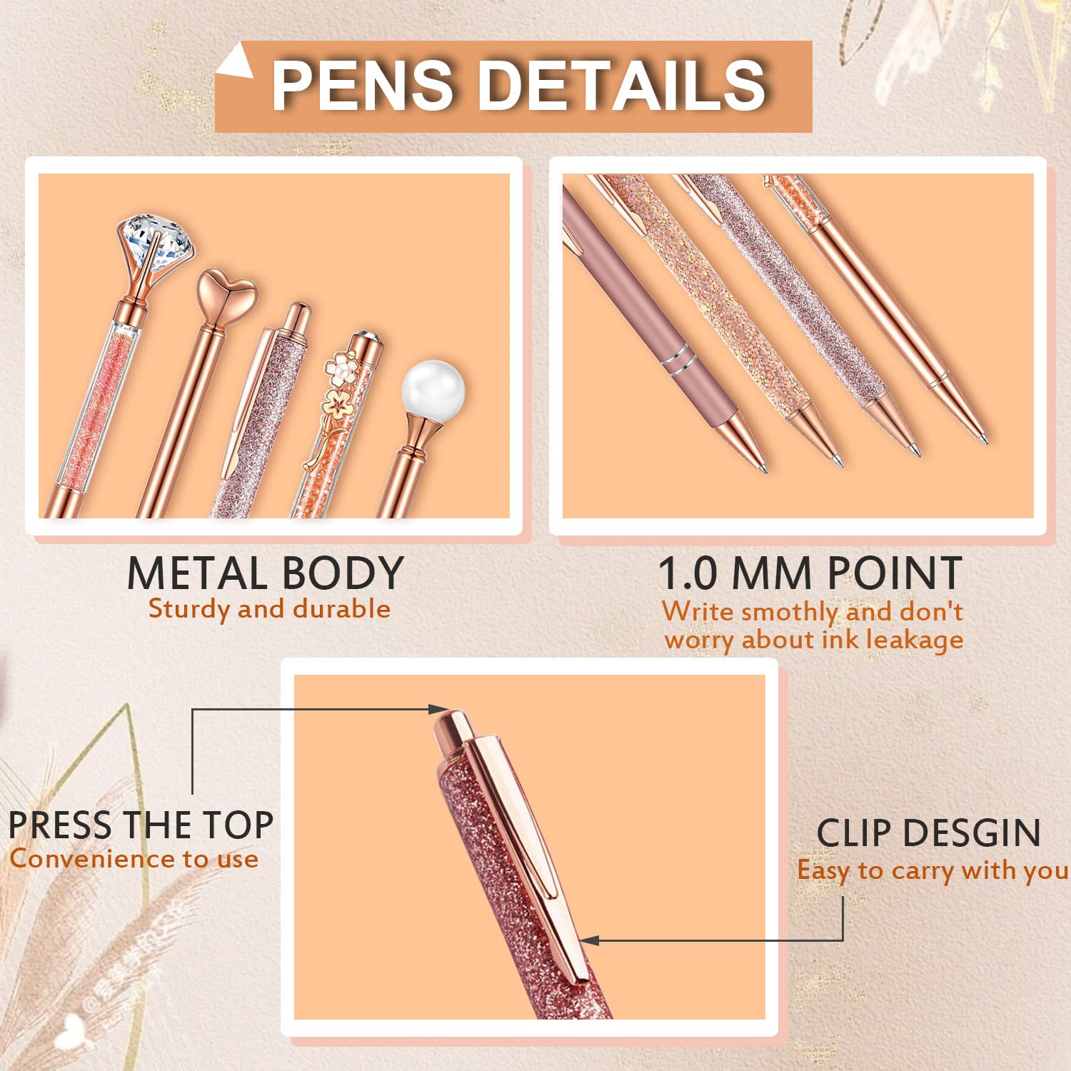 9-teiliges Kugelschreiber-Set Mit Kristall-Design – Niedliche Stifte Für Frauen, Ideal Für Tagebuch & Geschenke