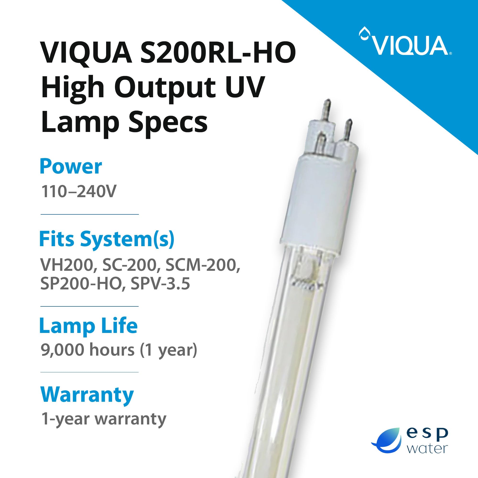 VIQUA S200RL-HO Lampe UV de Rechange VH200