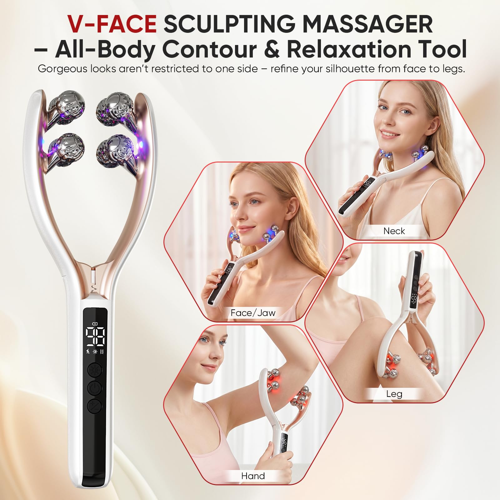 5 in 1 Face Massager, Face Roller Jaw & Tmj Massager for Lymphatic Drainage