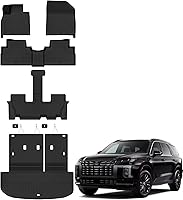 Vista 23 de Auxko Alfombrillas para todo tipo de clima, aptas para Hyundai Palisade 7 y 8 asientos 2020-2024 2025, juego de accesorios de goma de elastómero
