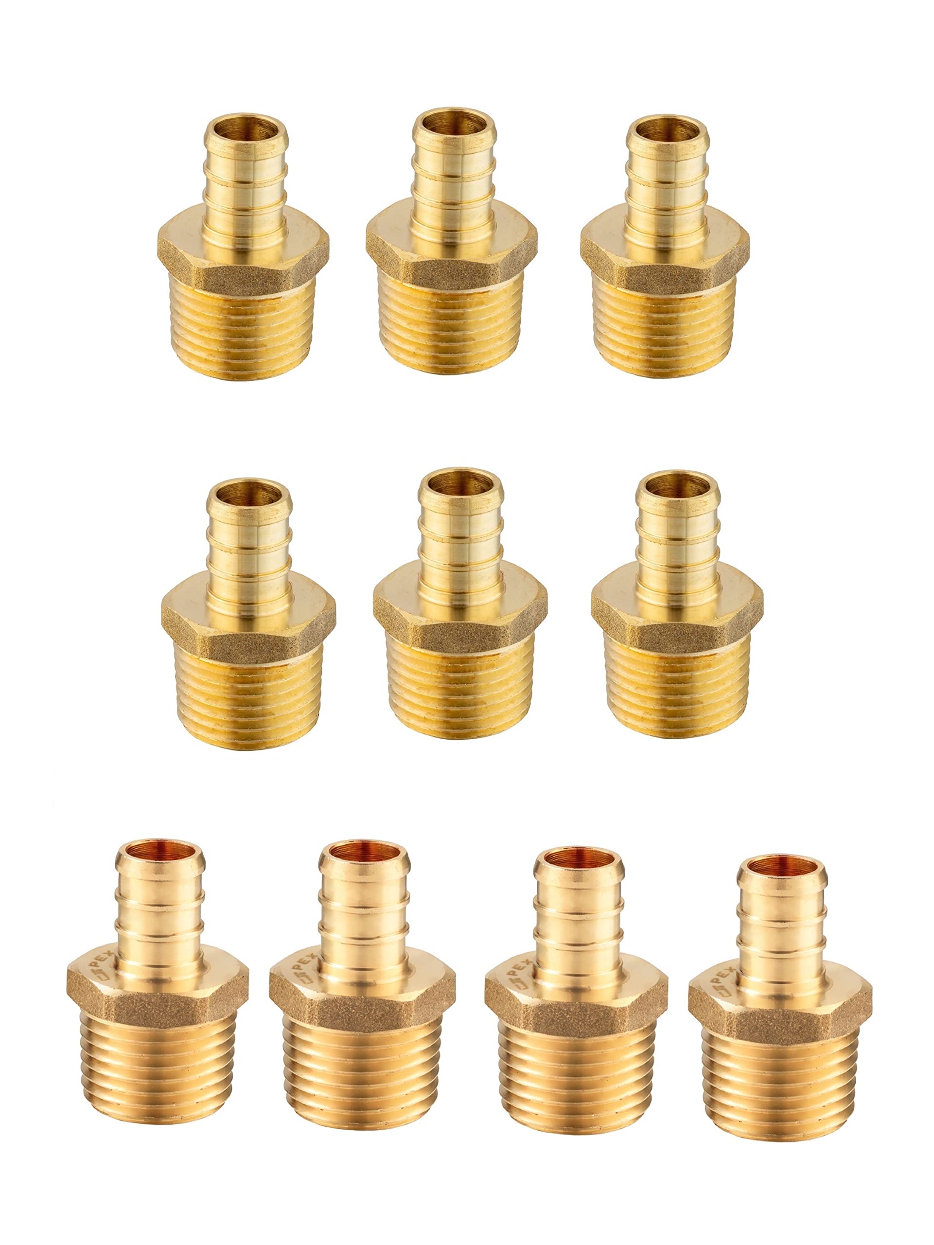 Buy (Pack of 10) EFIELD Pex 1/2 Inch x 1/2 Inch NPT Male Adapter Brass