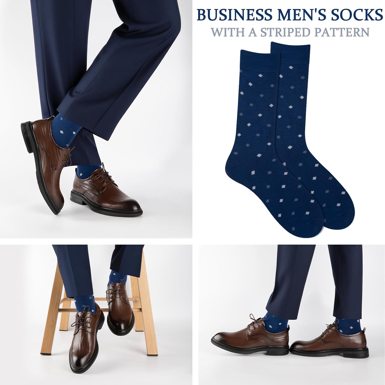 COOVAN Mens Dress Socks Bamboo Rayon Crew Business 6 Pairs Soft Thin Lightweight Socks for Men - Image 6