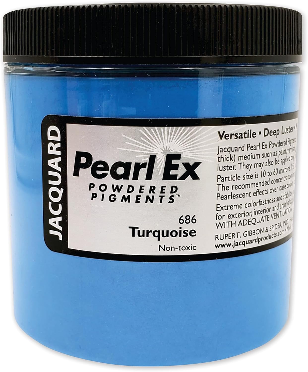 Jacquard Pearl Ex Pigment Powder 4oz Turquoise - Loose Mica Powder for Epoxy Resin, Watercolors, Calligraphy Ink & Clay - Epoxy Pigment Powder - Epoxy Resin Color