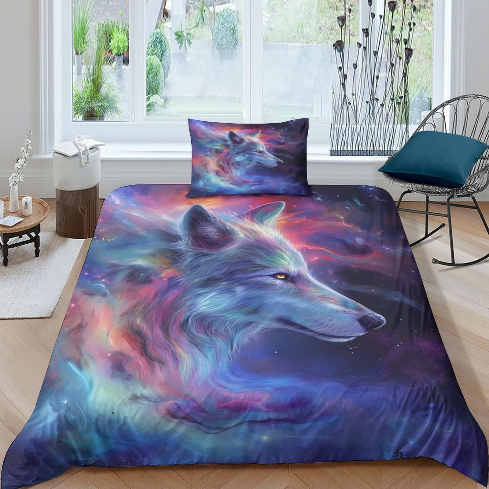 Housse de couette loup 3D en microfibre respirante 135x200