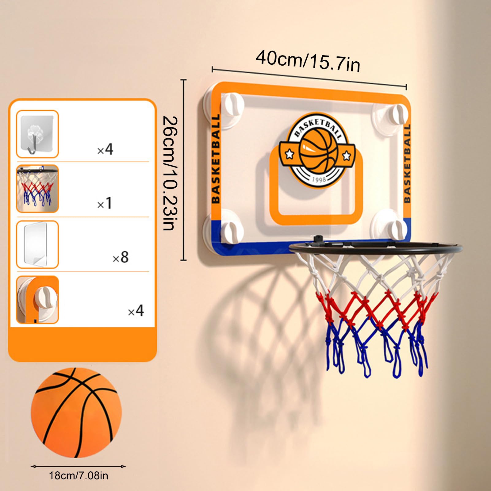Canestro Da Basket Per Bambini, Giocattoli Sportivi Pieghevoli con e Palla, Mini Canestro Da Basket Da Interni, per Ragazzi Adolescenti Adulti Casa Dormitorio Ufficio e Camera