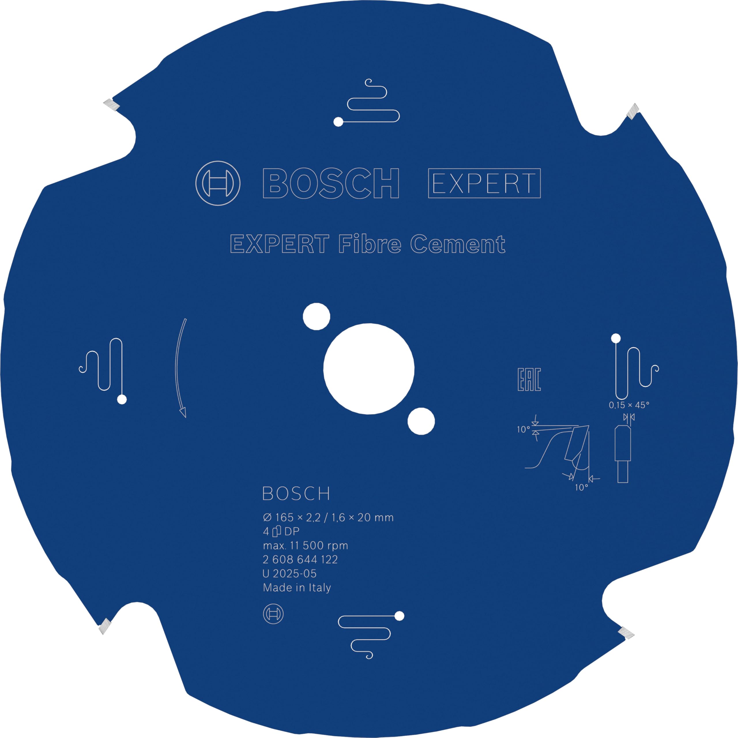Bosch EXPERT Fiber Cement Cutting Saw Blade 165mm 4T 20mm