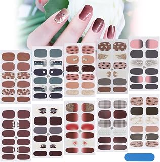 Mwoot 10 Sheets Full Wraps Nail Sticker, 3D Self Adhesive Petal Leopard Print Nail Polish Stickers, DIY Nail Art Decals Strips Nail Art Decoration Nail Designs Manicure Kit for Women Girls(120 Pieces)