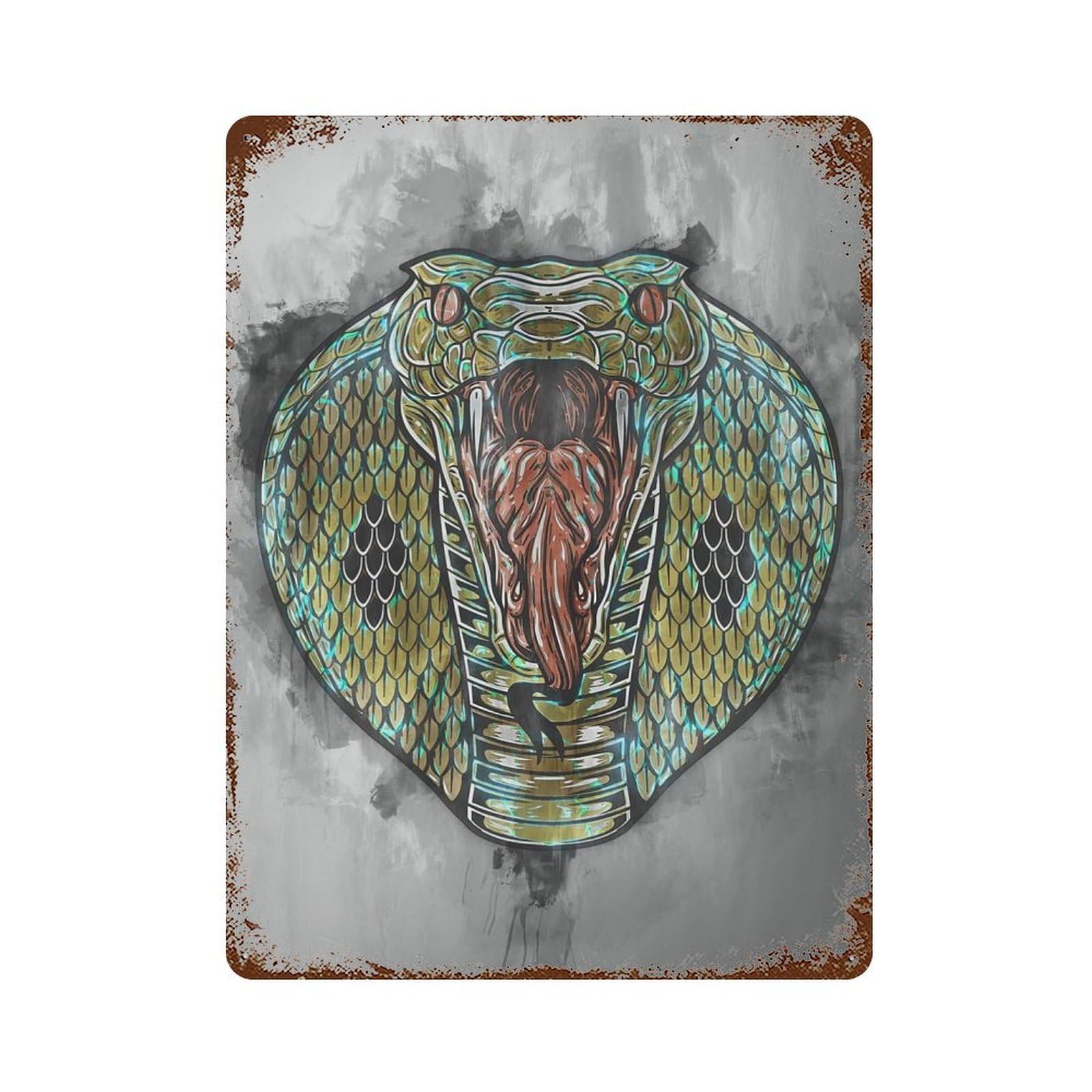 Garage Style Cobra Distressed Metal Wall Sign 15.7"x11.8", Shabby Chic Decor for Bar And Workshop