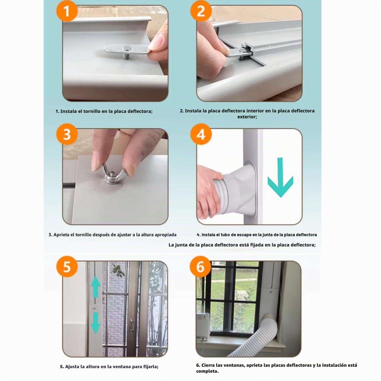 Genérico Kit de ventana para aire acondicionado portátil, adaptador de ventana para aire acondicionado, placa sellada, ventana ajustable para aire acondicionado móvil, accesorio de ventana para aire