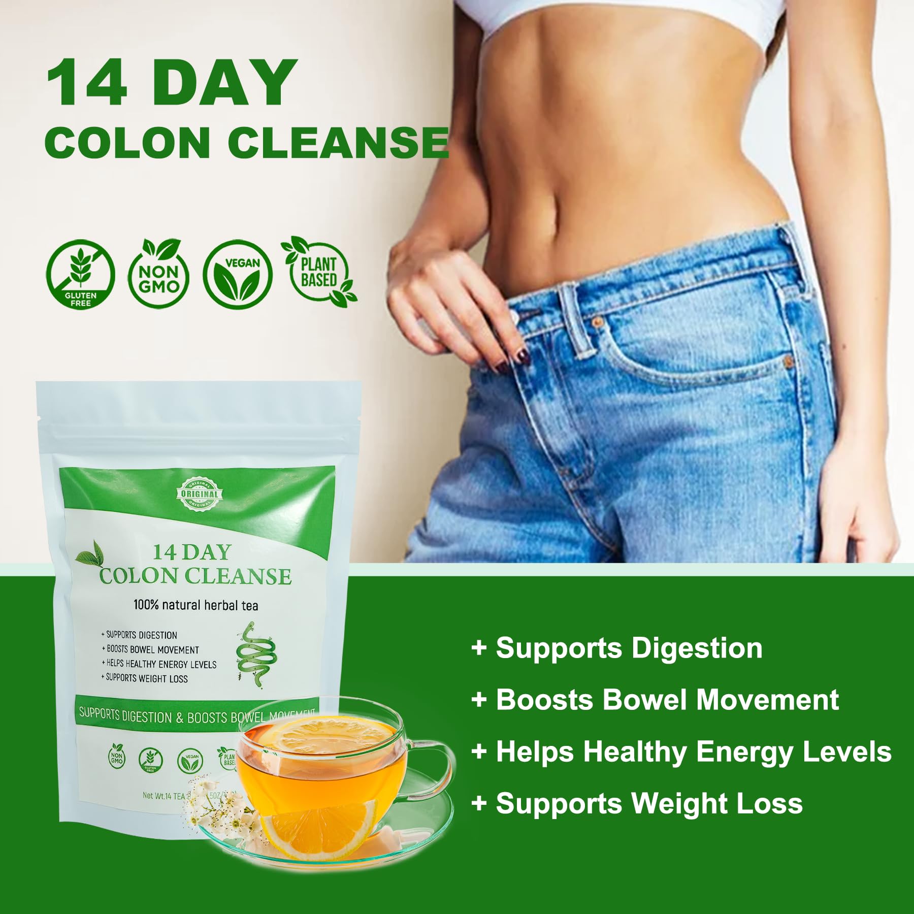 Laicuherb Organic 14 Day Colon Cleanse Tea for Body Cleanse & Detox, Natural Colon Detox Tea with Herbal Blend for Men & Women Digestive Health & Gental Gut Cleanse, Caffeine Free — Amazon image 5