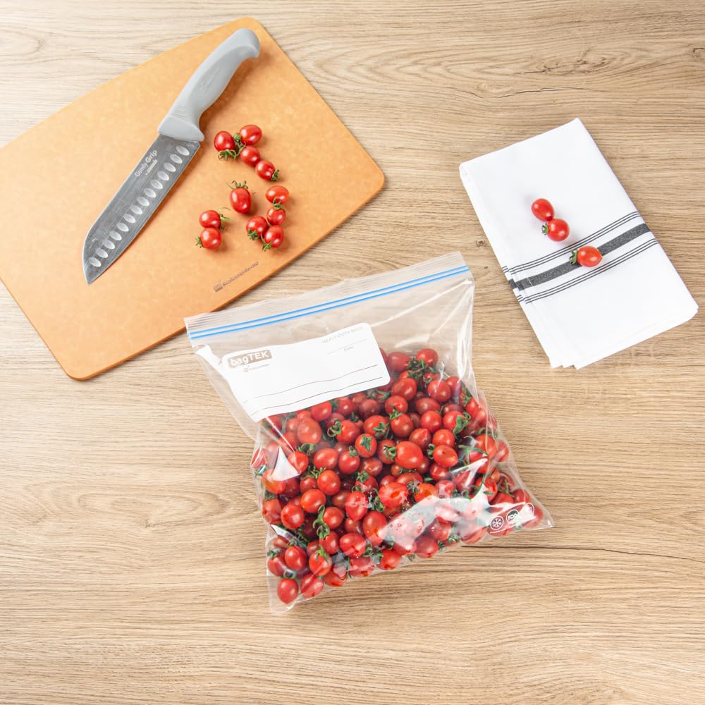 Restaurantware Bag Tek Gefrierbeutel mit Reißverschluss, 1000 Stück, Einweg-Reißverschlussbeutel, Doppelreißverschluss, fettdicht, transparent, Kunststoff, Gefrierbeutel mit beschriftbarem Etikett für