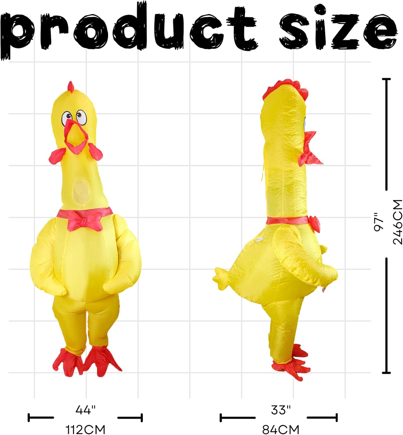 PTS Inflatable Costume Adult, Blow Up Yellow Chicken Costume for Halloween Inflatables Cosplay Party - Image 6