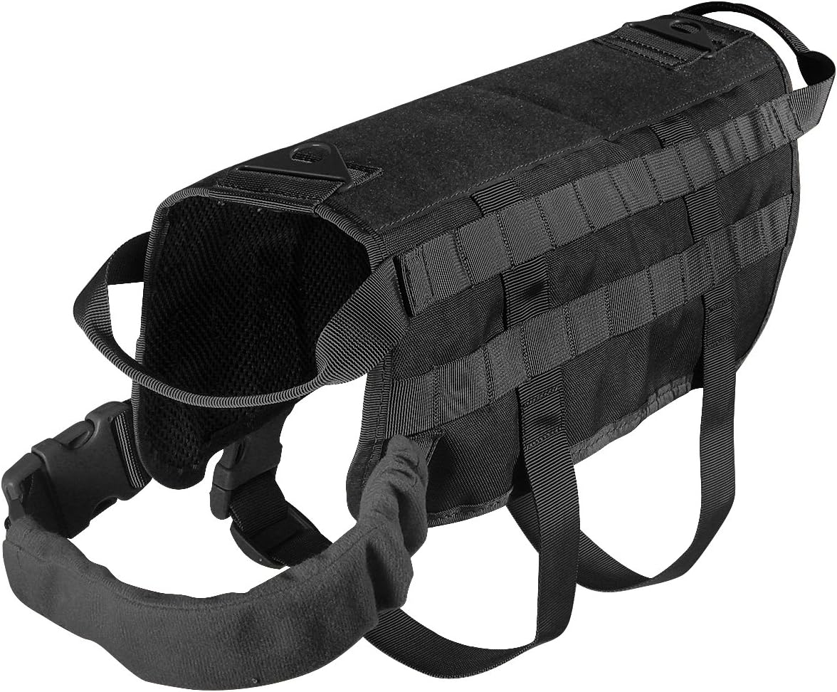 Feliscanis Tactical Dog Vest Training Molle Harness Black Size M