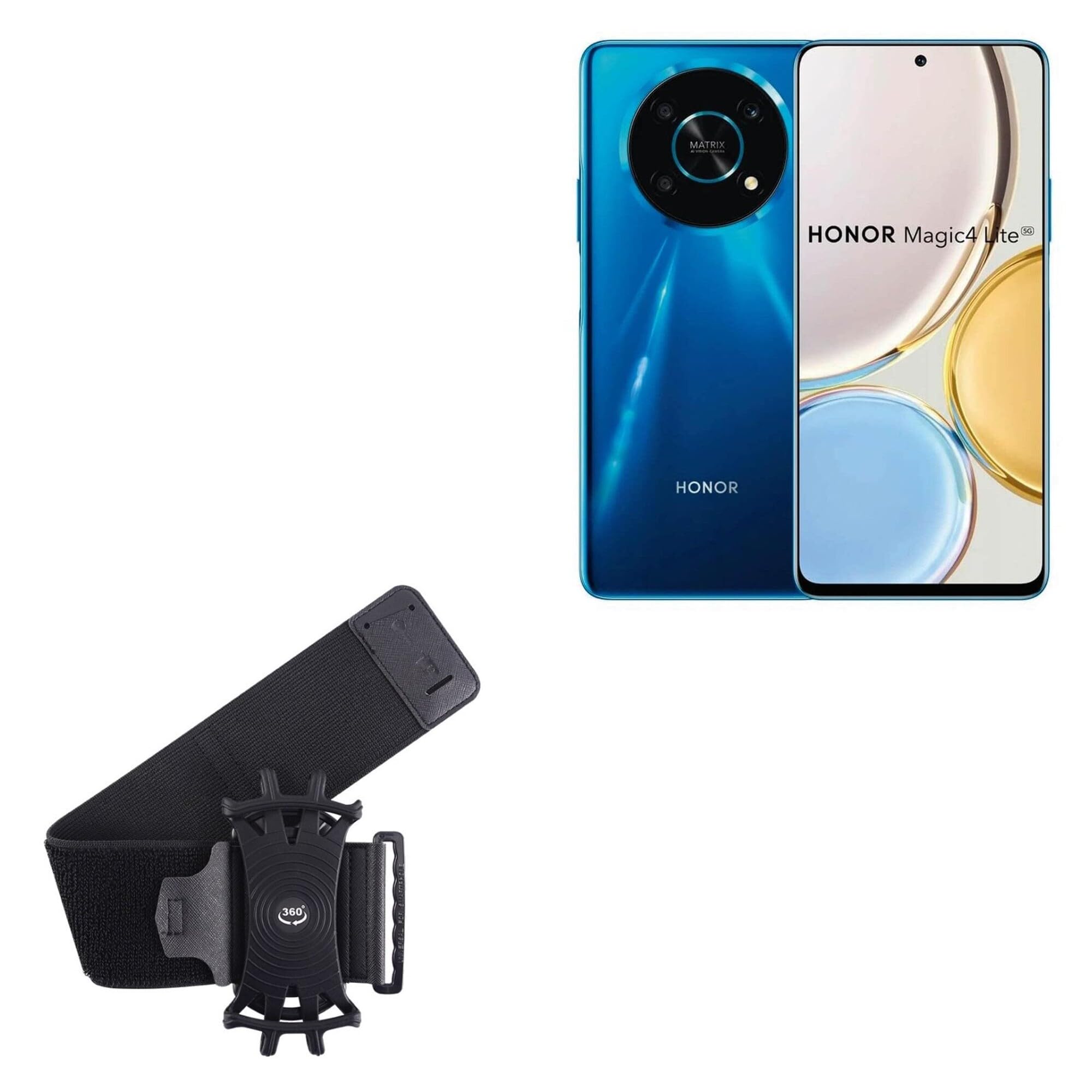 BoxWave Holster Compatible with Honor Magic4 Lite - ActiveStretch Sport Armband, Adjustable Armband for Workout and Running - Jet Black