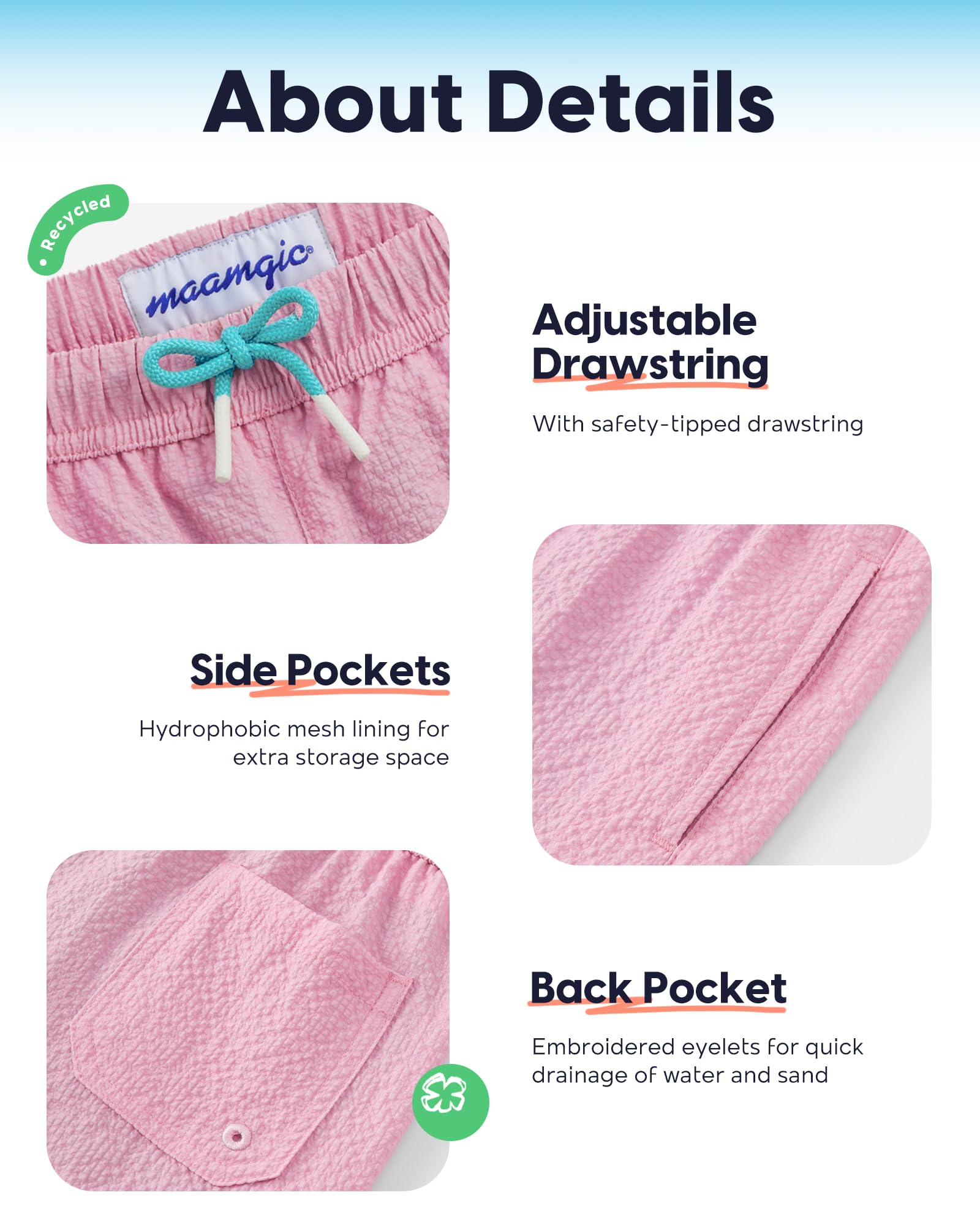 MaaMgic Jungen-Badehose mit Kompressionsfutter, für Kleinkinder, Stretch, schnell trocknend, 2-in-1-Strandshorts