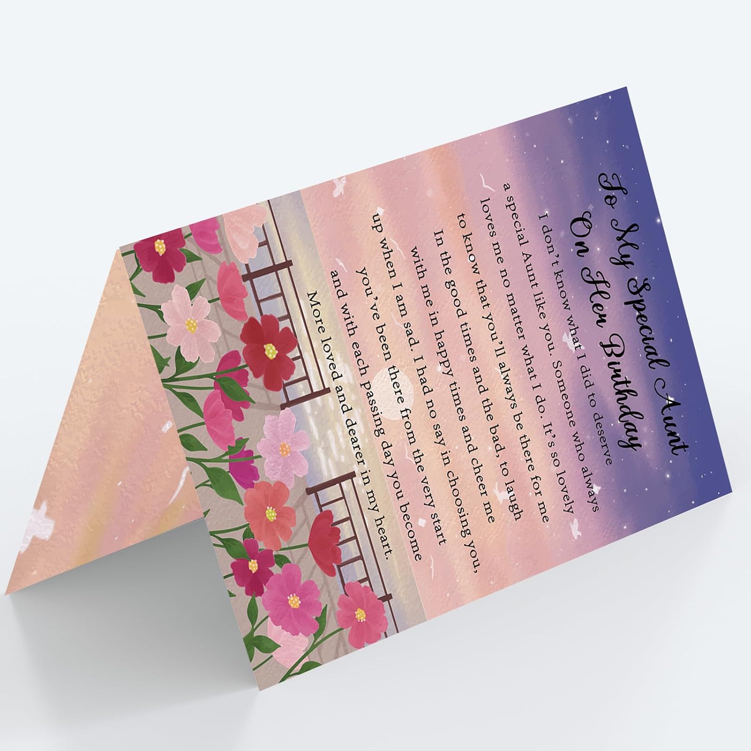 Aunt Birthday Card | Best Birthday Gifts for Aunt from Nephew Niece | 5.3 x 8.0 Inch Greeting Cards with Envelope - Image 3