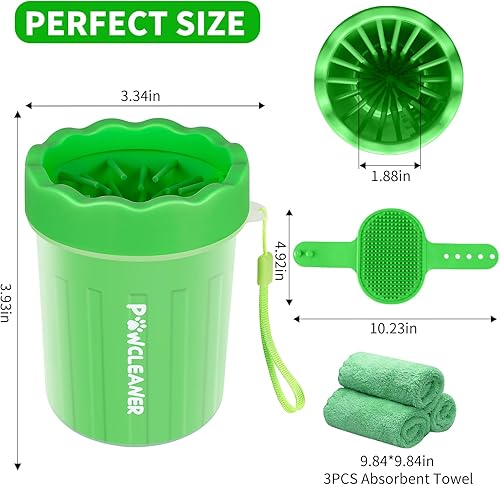 Miniatura 6 de Comotech Limpiador de patas de perro, limpiador portátil de patas de perro, cepillo de silicona para limpieza de mascotas con 3 toallas absorbentes,