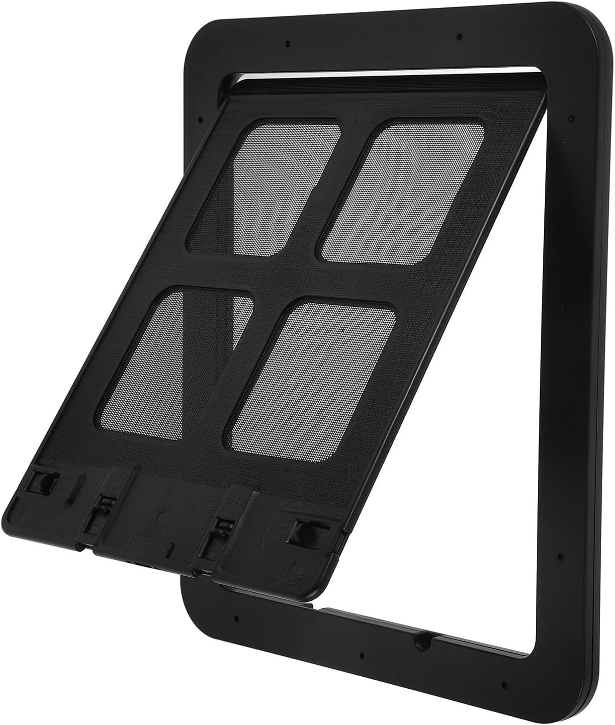 FAVOMOTO Versatile Pet Screen Door for Dogs and Cats with Abs Frame, Easy to Use Lockable Flap, Suitable for Apartments and Offices, Black Color, Indoor Use