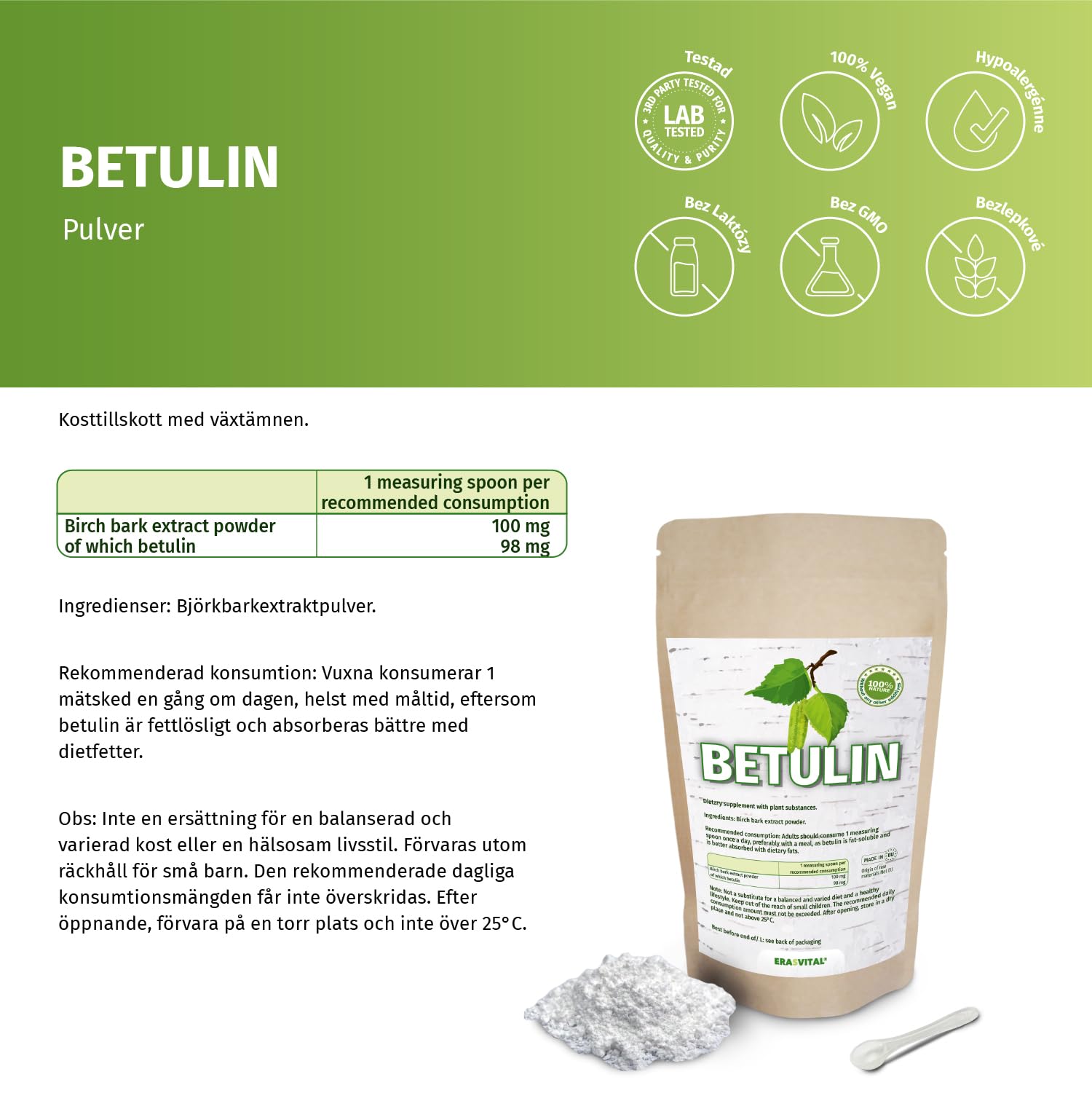 Birkenrinden-Extrakt (Betulin) 98% kosmetischer Rohstoff 100 g DIY Kosmetik vegan