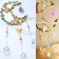 Vista 5 de Atrapasoles - Atrapasoles de cristal de luna de amatista para colgar en la ventana, dijes de buena suerte, regalos para mujeres, Navidad, Acción
