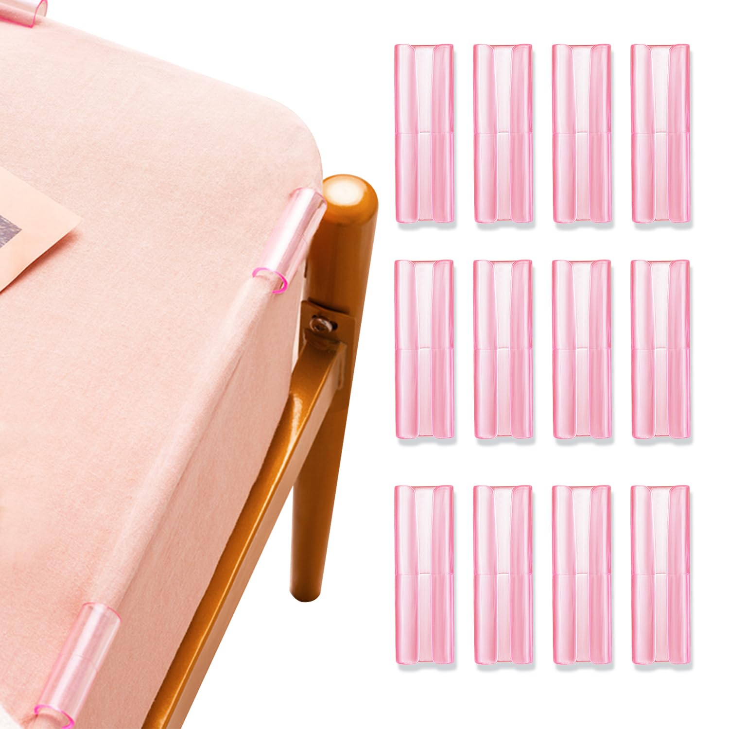 Bed Sheet Clips 12 PCS, Mini Bed Sheet Clips, Bed Sheet Holder Fasteners, ABS Sheet Grippers, Anti Slip Design is Not Easy to Fall off, Bedding Accessories to Hold Sheets in Place (Pink)