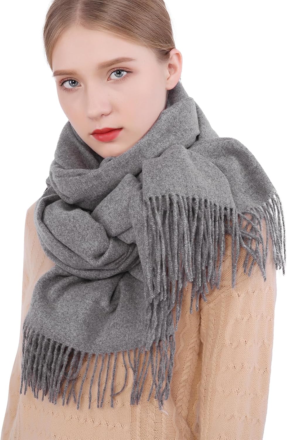 RIIQIICHY Winter Scarfs for Women Pashmina Shawls Wraps for Evening Dresses Large Warm Soft Scarves - Image 3