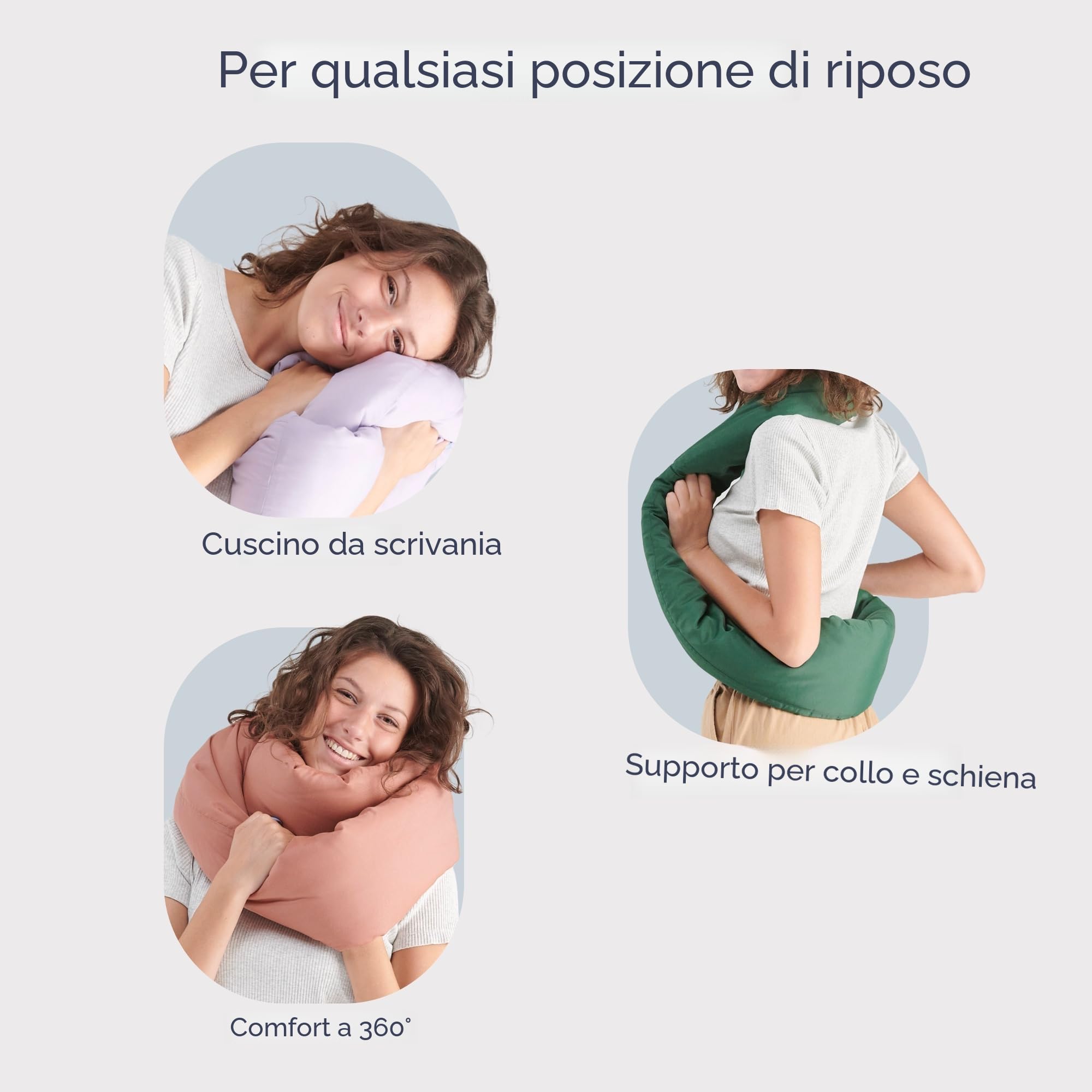 Huzi Infinity Pillow - Cuscino da viaggio per il collo, versatile e morbido, con supporto a 360°, lavabile in lavatrice, per casa, viaggi, volo, viaggi su strada (viola)