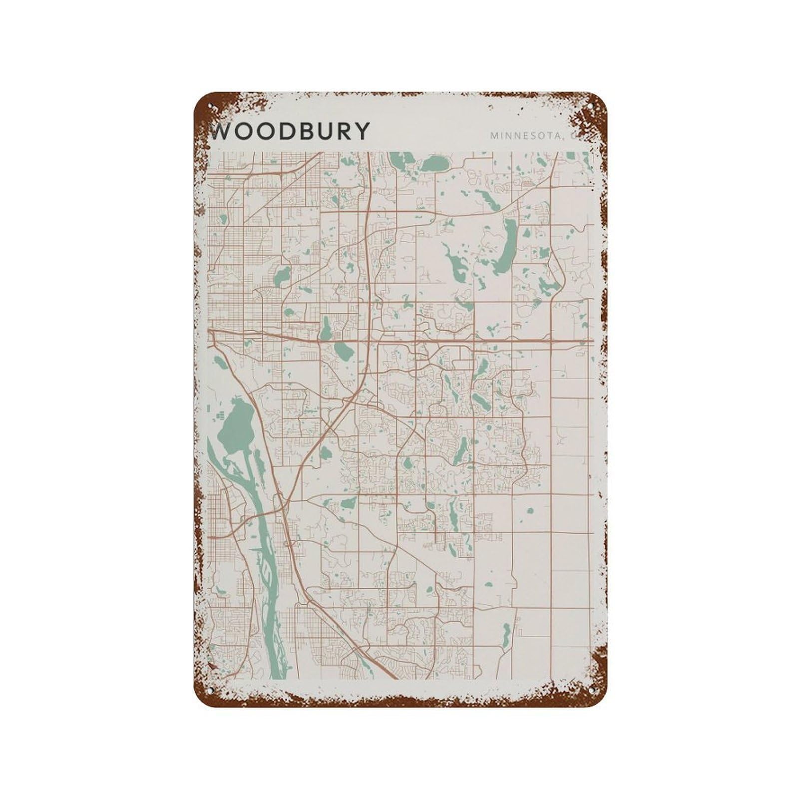 xiaoxiaoshen Woodbury Map Minnesota Travel Gift Scandi Wall Decor Art Metal Tin Poster Modern Home Decor Art Home Bar Shop Decorations Vintage Sign 30x20cm