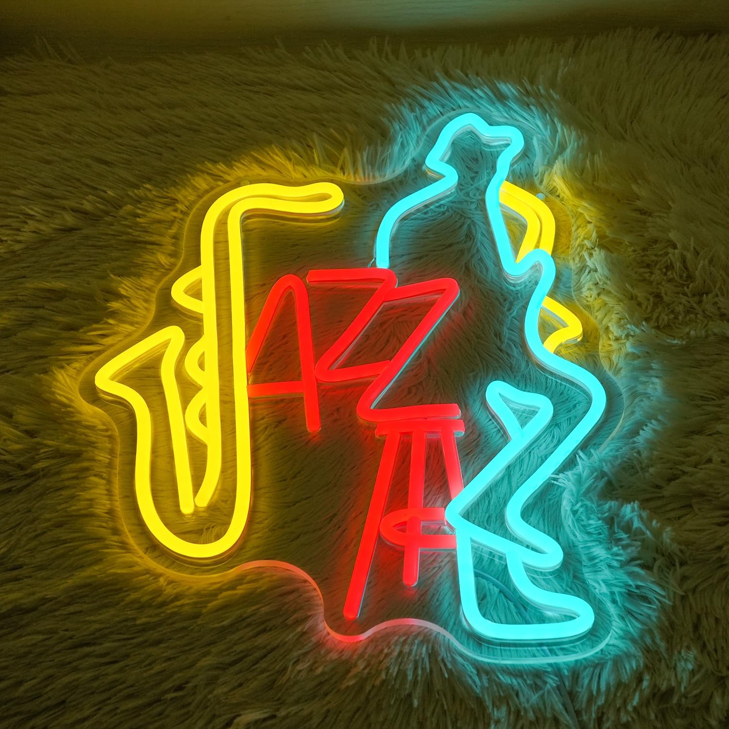 Jazz Live Neon Sign for Wall Decor Music Neon Light Saxophone Led Neon Sign Musical Instrument Led Neon Light for Bedroom Music Hall Recording Studio Instrument Shop Decoration