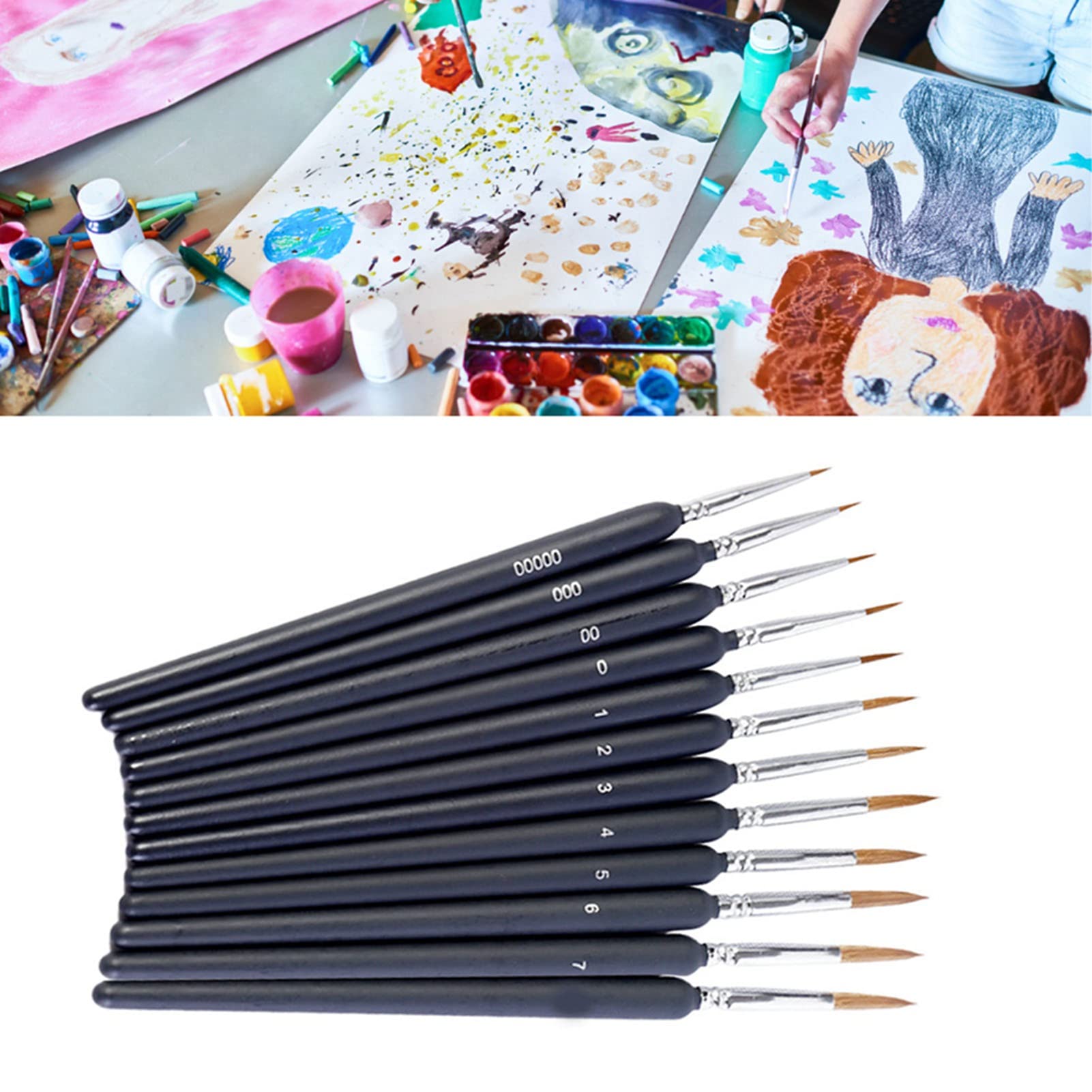 Un set di 11 piccoli pennelli per acquerelli adatti alla pittura in miniatura, alla pittura per unghie e alla pittura a olio. | Leroy Merlin