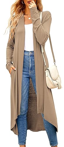 Newchoice Womens Long Cardigan Summer Casual Draped Open Front Lightweight