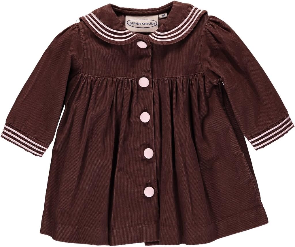 Baby Girl's Brown & Pink Corduroy Dress - Long Sleeve