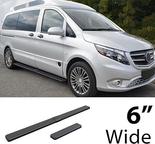 Miniatura 2 de HD Ridez Estribo de 5 pulgadas, acero negro, compatible con Mercedes-Benz Metris 2016-2023 Cargo Van de 3 puertas (barras laterales de barra nerf)