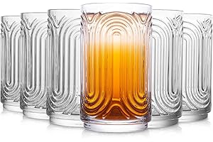 Vintage Glassware - Art Deco Ripple Drinking Glasses, Cocktail Highball Glasses