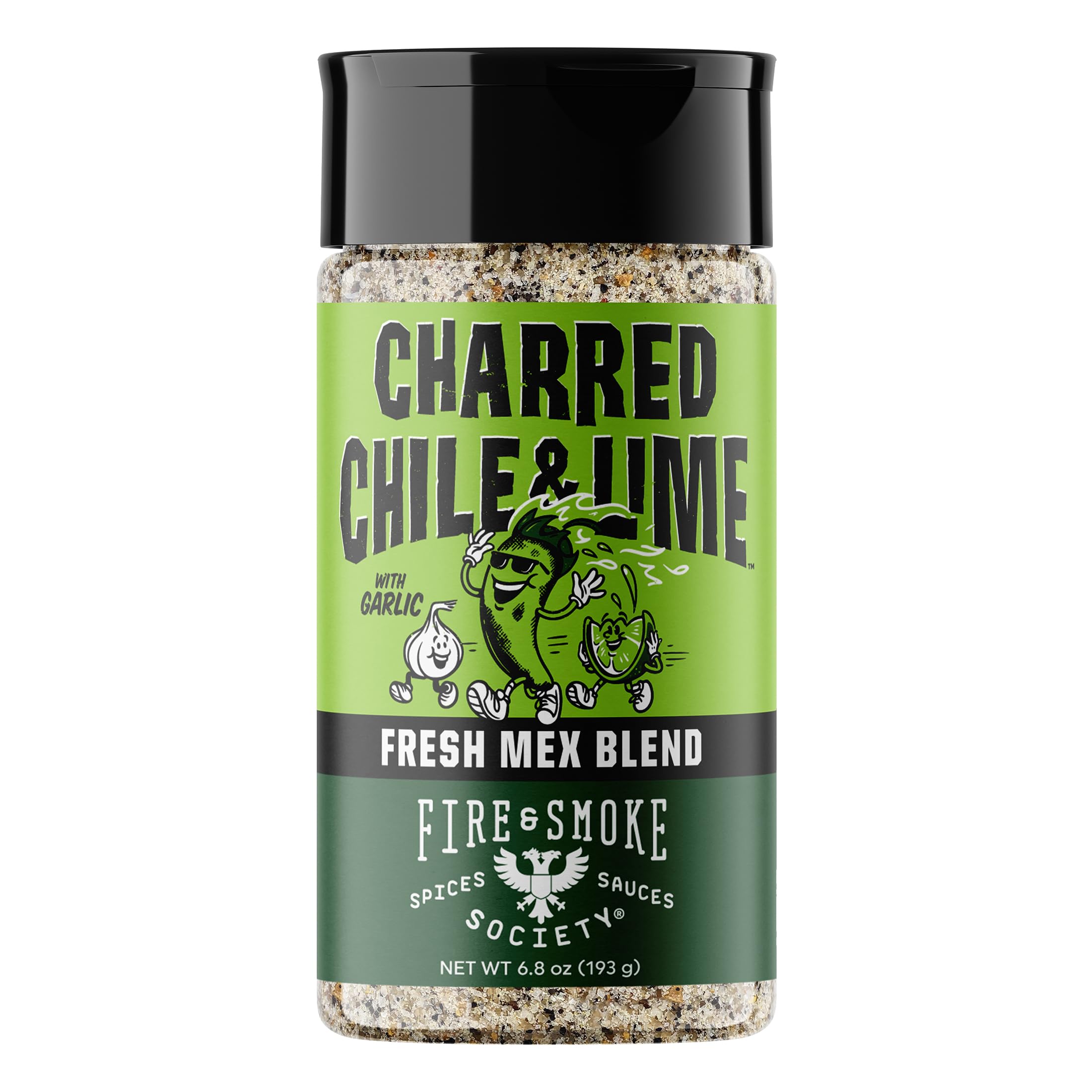 Fire & Smoke Society Charred Chile & Lime Mexican Seasoning | Jalapeno Peppers, Garlic, Salt and Lime | Grilled Chicken, Fish, Flank Steak, Shrimp, Potatoes, Avocados | M 6.8 oz