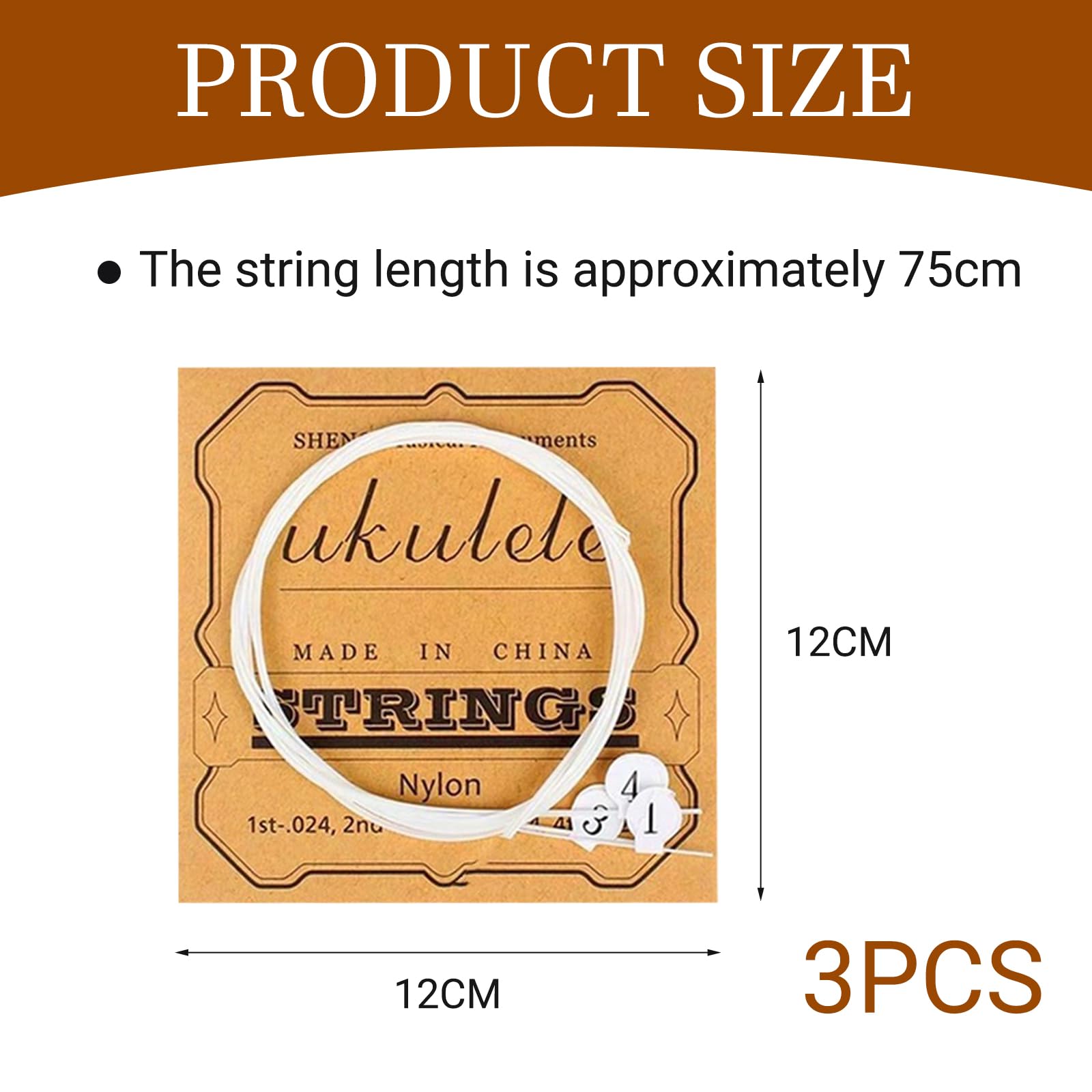 3 piezas Juego de 4 cuerdas de nailon para ukelele, cuerdas de guitarra de nailon, accesorios de instrumentos musicales para ukeleles de 21, 23, 26 pulgadas