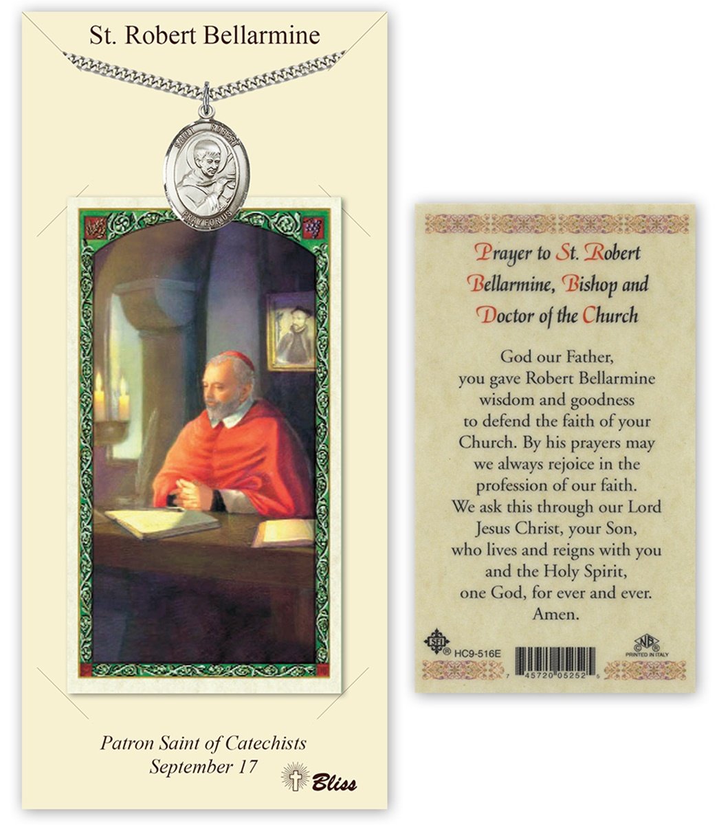 Buy Pewter Saint Robert Bellarmine Medal with Laminated Holy Prayer