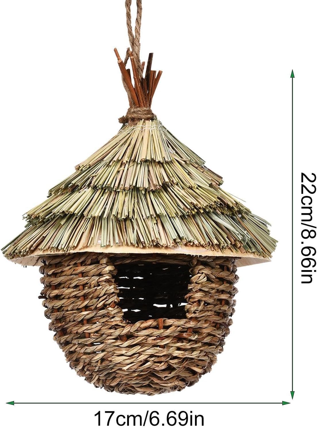 Nido per Uccelli in Vimini Intrecciato A Mano, 17x22 Cm, Casetta per Uccelli da Appendere per Pettirossi, Adatto per La Casa, Il Patio, Lalbero, Il Cortile E La Decorazione del Giardino.