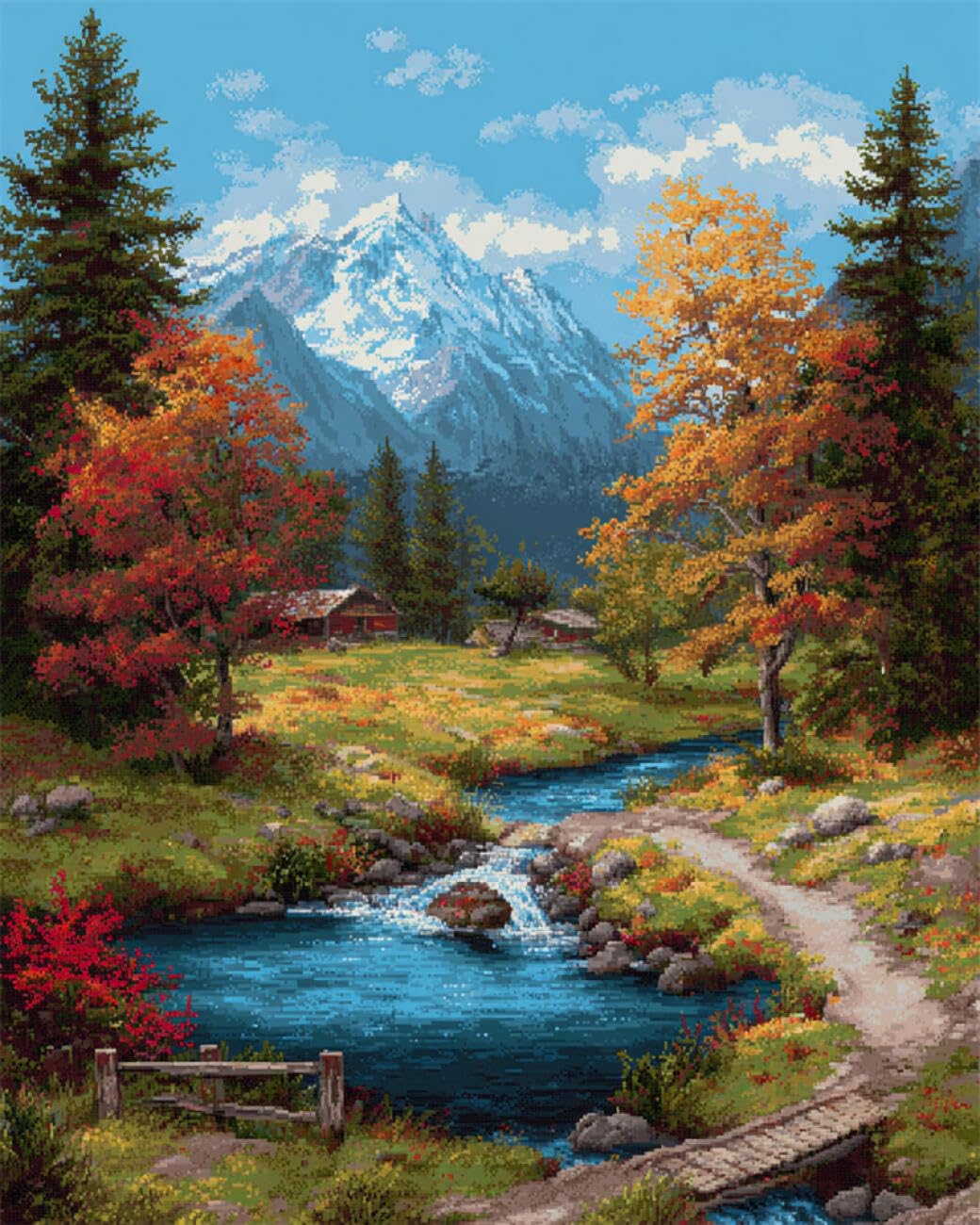 Axiangzik F N.lanshan Diy Tapestry Kits Or Adults Lodge Scenery Latch Hook Rug Kit Or Beginners,Embroidery Set,3D Craft Kits Decoration 100X140cm