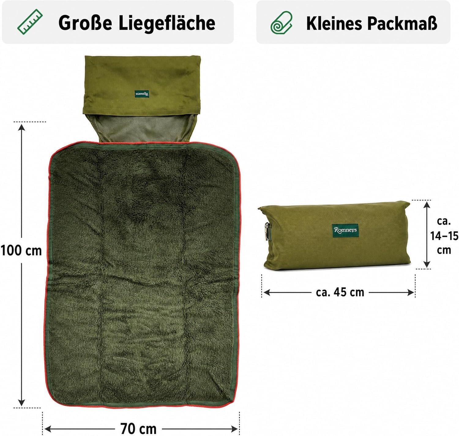 Romneys Outdoor Travelbed Voyager für Hunde | 70 x 100 cm | Praktischer Reisedecke mit Tasche | Wasserfeste Unterseite | Weiche und kuschelige Innenseite