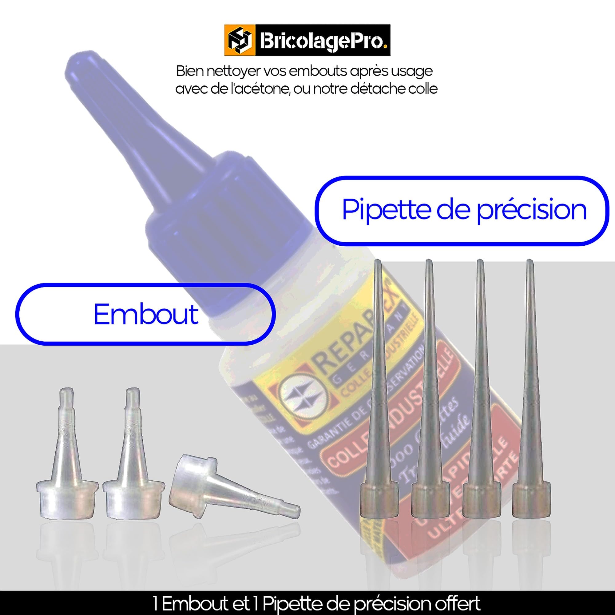 BRICOLAGEPRO - Lot de Colle Professionnelle Repar-ex 20g et de Poudre d'Assemblage 30g - Tous Supports