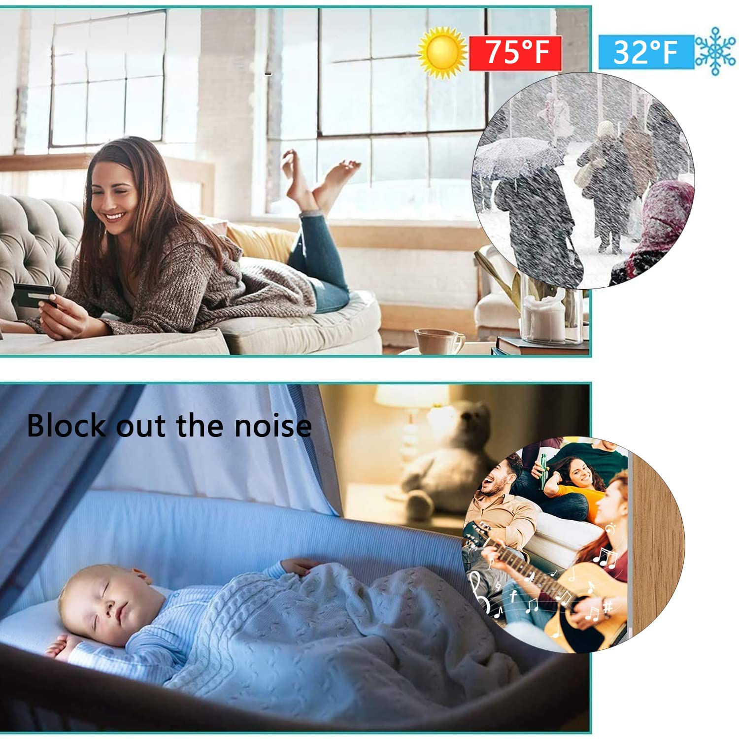 AYGCI Door Draft Stopper Strong Adhesive Under Door Seal Blocker Soundproof Door Sweep Weather Stripping for Exterior Interior Doors