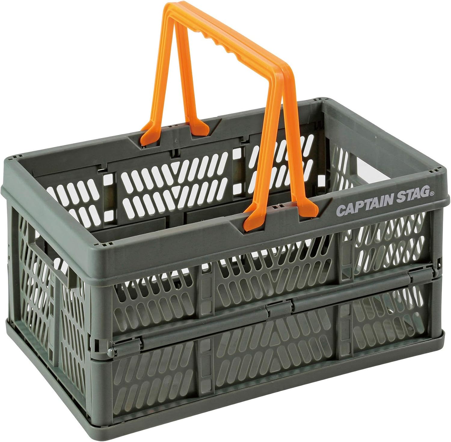 キャプテンスタッグ(CAPTAIN STAG) 折りたたみ コンテナ カゴ フォールディング ハンディ コンテナ 取っ手付き Sサイズ