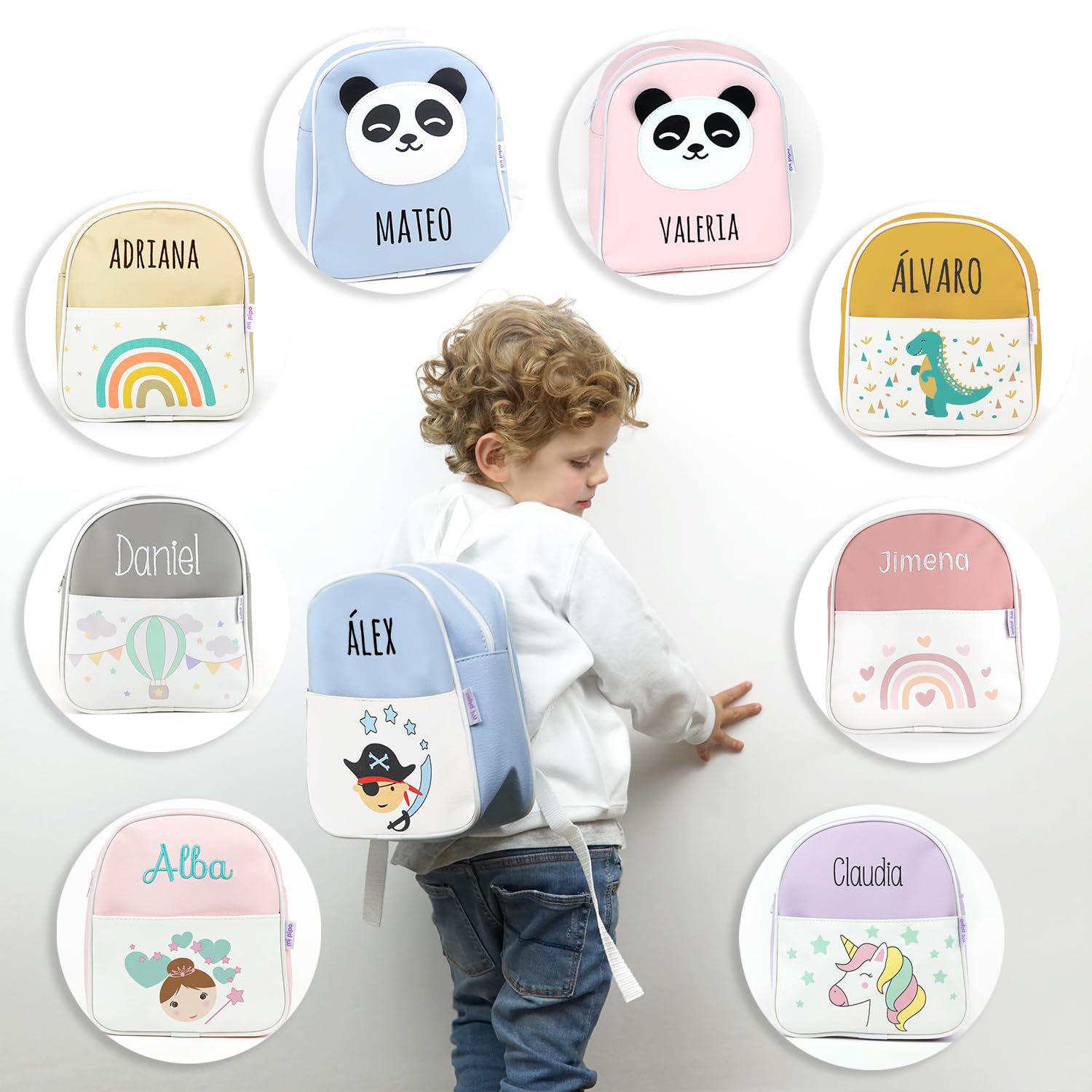 Mochila Bebe Guarderia Personalizada Dinosaurio Mostaza | Mochila Polipiel con Nombre Bordado Personalizado | Mochilas Infantiles con Asas regulables | Fácil Limpieza y Diseño Exclusivo