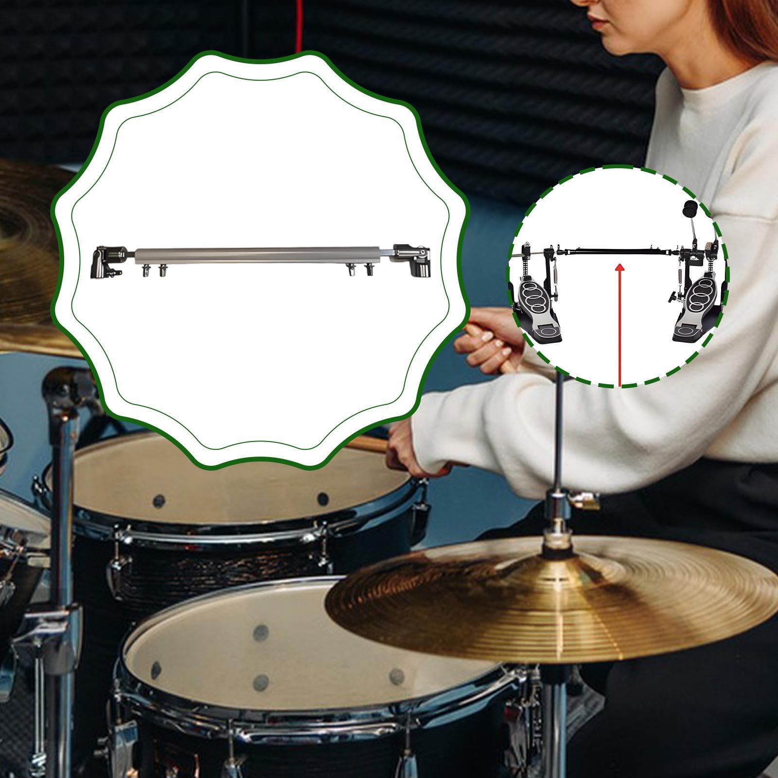 Bielle de Raccord Pédale Grosse Caisse Double Chaîne Tige de Connexion Double Batterie Pièce Percussion Instrument Musicien Liaison Transmission Cam A, Argent