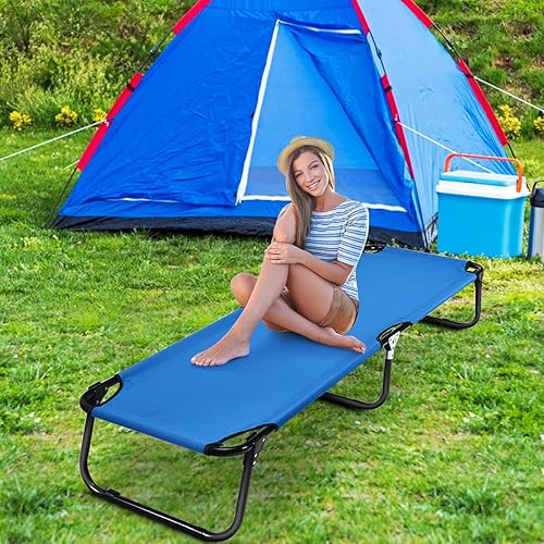 Miniatura 3 de COSTWAY Cama de camping plegable al aire libre portátil militar cuna dormir senderismo viaje azul