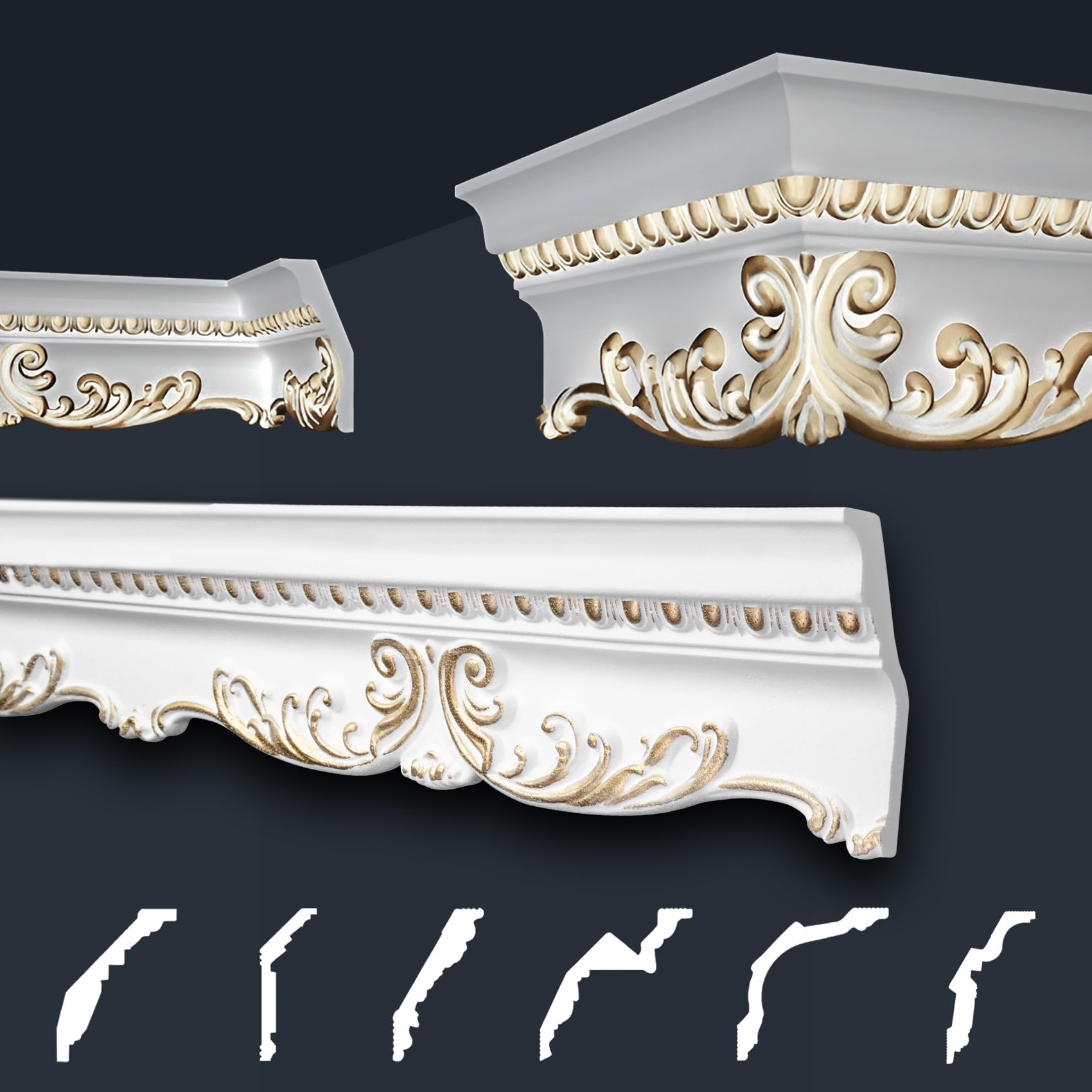 Marbet soffitto modanature gold pacchetto risparmio di styrofoam EPS - stucco modanature fantasia, nel design tradizionale - (32 metri B-36 G) Profilo di stucco Profilo di rifinitura Profilo